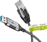 goobay USB-A 3.0 auf RJ45 Ethernet CAT 6 Kabel Slim/Adapterkabel/stabile kabelgebundene...