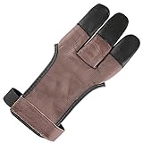 longbowmaker Traditioneller Schießhandschuh 3 Finger Leder Bogenschießen Handschuhe Fingerschutz...