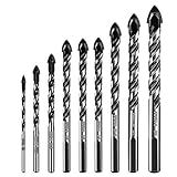 9 Stück Glasbohrer Set,Professionelles Fliesenbohrer Glasbohrer Set(3/4/5/6/6/6/8/10/12mm),für...