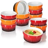 com-four® 12x Ragout Fin Schale - Ofenfeste Förmchen in rot und orange - Creme Brulee Schälchen -...