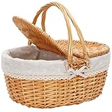 BIRDSINYARD Weide Picknickkorb mit Deckel, Weidenkorb mit Henkel und & Liner, Handgefertigtes...
