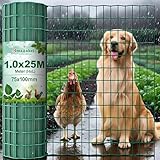 Amagabeli 1.0M X 25M Gartenzaun Zaun PVC-beschichteter Rostfrei 100 x 70mm 2.1 mm Drahtzaun...