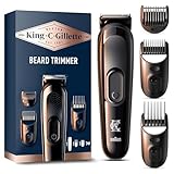 King C. Gillette Barttrimmer, kabellos mit lebenslang scharfen Klingen, abwaschbar, mit 3 Aufsätzen...