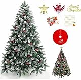 SINCHEREU Künstlicher Weihnachtsbaum 180CM,1250 Weiße Äste Einfache Montage, 45CM Eisenständer...