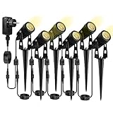 30M Gartenstrahler LED Erdspieß Spurleh 6er Pack Gartenbeleuchtung mit Strom IP65 Wasserdicht...