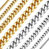 Richsteel herren jungen panzerkette 6mm breit 55cm Kubanische Kette Edelstahl massive Cuban Link...