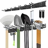 Cioquli Gerätehalter Wandhalterung, 120cm Gartengerätehalter Metall mit 3 Schienen, Besenhalterung...
