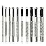 10 Stück Locheisen Set, Runde Stahl Hohl Punch Set,1mm bis 10mm Lochzange für Leder,Rostfreier...