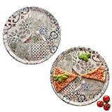 MamboCat 2er Set Pizzateller Alcazar I Ø 33 cm I für 2 Personen I große Pizzateller aus Porzellan...