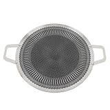 Focket Koreanische Grillpfanne, antihaftbeschichtete runde Grillplatte, Edelstahl-Grillpfanne mit...