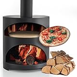 Meine Feuertonne Pizzaofen'FirePit' - Holzbackofen mit 3cm dickem Pizzastein | Outdoor Steinofen...