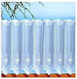 Gardine Scheibengardine weiß aus feinem Jacquard mit handgebogter Spitze Floral HxB 52x150cm...