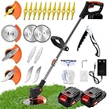 Rasentrimmer Mit Akku, Freischneider Akku, Akku-Rasentrimmer mit 2 X 21V 2000 mAh Akkus und...