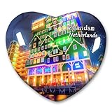 Kühlschrankmagnet, Motiv: Niederlande Zaandam, dekorativ, Reise-Souvenir, herzförmiges Glas