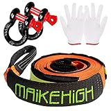 MAIKEHIGH Abschleppseil 5M x 5cm, 10 Tonnen (22,000 Lbs) Polyester Tow Rope Kit Für Off-Road...