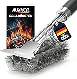 AUXHCYL Grillbürste Edelstahl, 3-in-1 Grill Bürste mit Schaber, PP Wärmedämmung Drahtbürste...