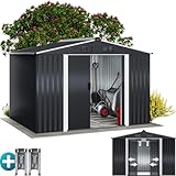 GARDEBRUK® XXL Metall Gerätehaus 5m² mit Fundament 260x205x180cm Schiebetür Metallic-Grau...