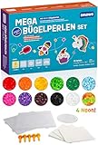 Smowo® 10.000 Bügelperlen Set inkl. 15 Farben, Steckplatten und Zubehör - XXL Perlen Basteln Box...