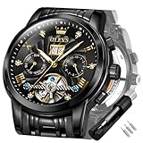 OLEVS Schwarz Automatikuhren für Herren Tourbillon Automatik Mechanik Luxus-Kleid Edelstahl Armband...