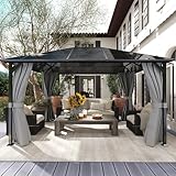 Amopatio Gartenpavillon 3x4 m Wasserdicht Stabil Winterfest, Pavillon mit Polycarbonat - Dach,...