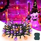Gcstnn Halloween Deko Lichterkette, 5M 50er LED Orange Lila Innen Außen Lichterketten mit Timer,...