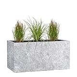 Pflanzwerk® Pflanzkübel TUB Lava Hellgrau 30x60x30cm XXL – Rechteckig – Großer Fiberglas...