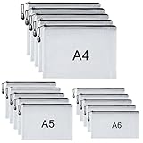 Taiyeestar 15 Stücke Dokumententasche A4+A5+A6 Schwarz, Zip Tasche, Mesh Beutel mit...