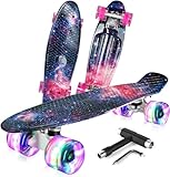 BELEEV Skateboard Komplette Mini Cruiser Skateboard für Kinder Jugendliche Erwachsene, Led...