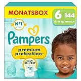 Pampers Premium Protection Größe 6, 144 Windeln, 13kg-18kg, Doppelter Schutz für die Haut und vor...