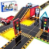 hahaland Magnetische Bausteine 62 PCS Magneten Kinder Spielzeug Magnetspielzeug Tiles mit Autos für...