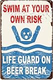 Schwimmbad Sicherheitsschild,Pool Deko Schild Mit Spruch Schwimmen Auf Eigene Gefahr,Nostalgisches...