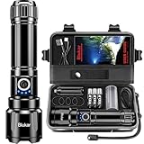 Blukar Taschenlampe LED Aufladbar, 500000 Lumen Extrem Hell Zoombare Taktische Taschenlampen Starke...