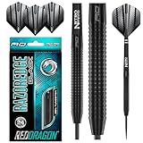 RED DRAGON Razor Edge Black 24 Gramm Dartpfeile Tungsten Profi Steel Darts mit Flights und Schäfte