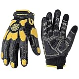 HANDLANDY Schnittfeste Handschuhe Männer Anti-Vibrations-Arbeitshandschuhe, gepolsterte Handfläche...