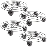 4 Pflanzenroller aus Metall, Kübelroller, Multiroller, Schwarz, 27 cm Durchmesser