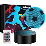 Polemera Fussball Geschenke Jungen Mädchen, Fußball Lampe für Kinder Jungs, 3D Nachtlicht mit 16...
