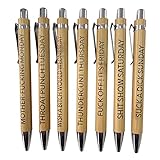 Sysdisen Kugelschreiber mit Sprüchen - 7-teiliges tägliches Stift-Set aus Bambus für...