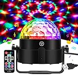 Gobikey Discokugel, 360° Rotierende Musik Activated Discolicht LED Party Lampe mit Fernbedienung-...