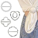LunarCharm 4 Stück Silber Damen Metall T Shirt Clip Strasssteine Schnalle Schal Ringschnalle...