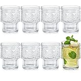 Kingrol 8 Stück Trinkgläser, 200ml Stackbale Wassergläser Vintage Glaswaren für Cocktail,...