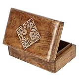 Ajuny Handgeschnitzte Dekorative Schmuckschatulle aus Holz von keltisches Zentrum Design Rustikales...