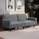 Yaheetech 2 Sitzer Sofa mit Schlaffunktion, 159cm Sofabett aus Samtstoff, Kleine Schlafcouch, 140,5...
