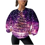 Weihnachts-Sweatshirts für Damen, lässig, bedruckt, locker sitzend, langärmelig,...