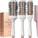 Lily England Runde Haarbürste Set, 4 Stück Professional Blow Dry Kit mit 3 runden Bürsten und...