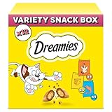 DREAMIES Katzensnacks - 12x60g - mit Huhn, Käse und Lachs - Traumhaft knusprige Katzen Leckerlies...