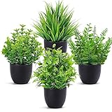 BTSD-home gefälschte Pflanzen 4-Pack künstliche Pflanzen Kleine Faux im schwarzen Topf für...