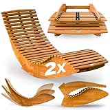 Casaria® 2 Personen Java Gartenliege Holz Wetterfest Klappbar Ergonomisch 160kg Belastbarkeit FSC®...