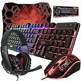 Orzly Tastatur Maus Set Gaming RX250 4 in 1 PC Pack Combo – RGB Hintergrundbeleuchtung Tastatur...