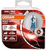 OSRAM NIGHT BREAKER LASER H4, +150% mehr Helligkeit, Halogen-Scheinwerferlampe, 64193NL-HCB, 12V...