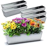 BigDean 6er Set Zink Paletten Blumenkästen - Einsatz 38cm groß Silber - aus Metall verzinkt -...